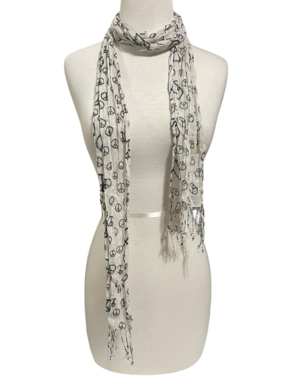 Y2K Peace Sign Fringe Scarf or Waist Belt